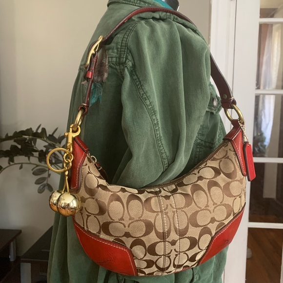 Coach | Bags | Y2k Coach Signature Canvas And Red Leather Mini